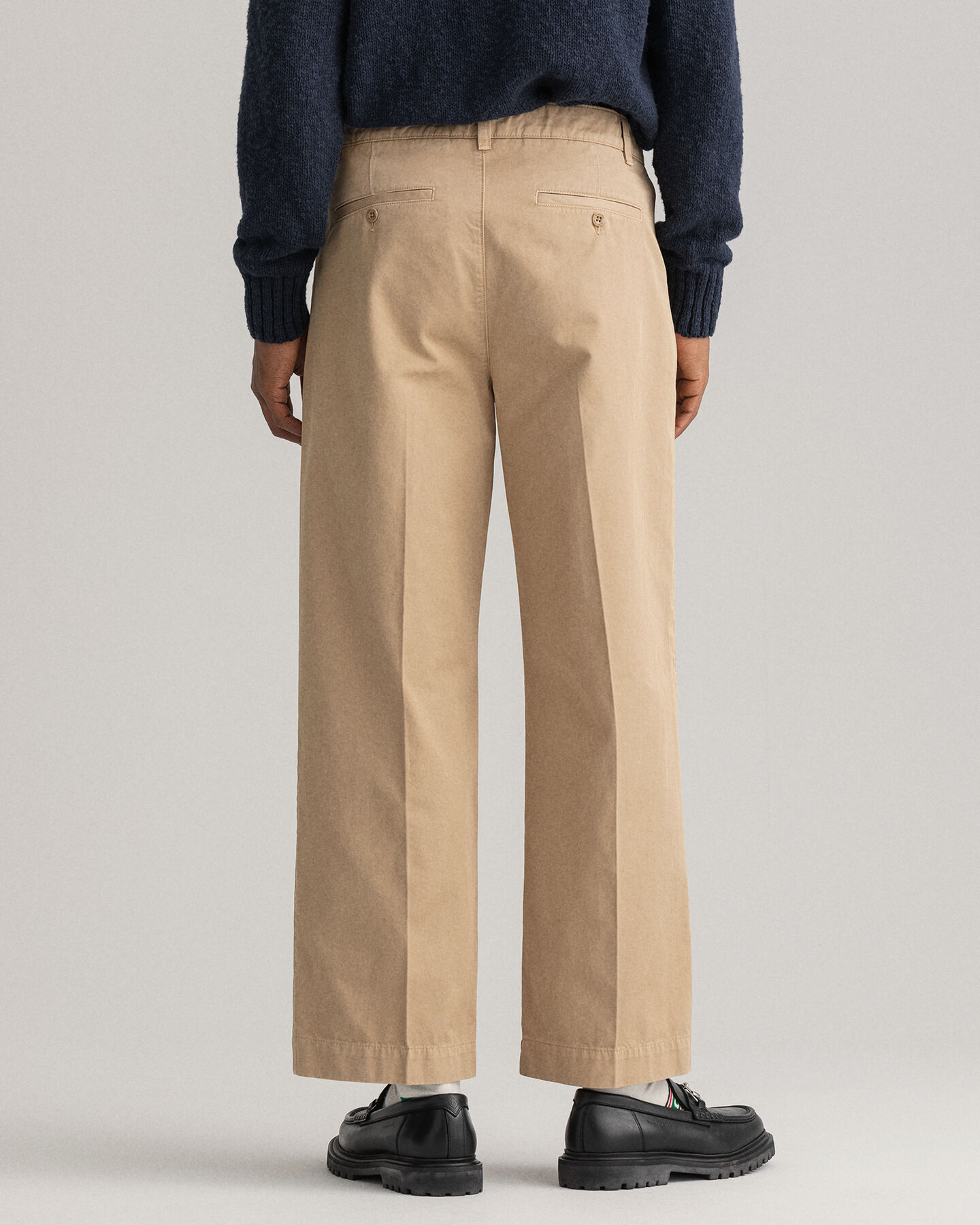 Wide Leg Cotton Twill Chinos