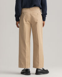 Wide Leg Cotton Twill Chinos