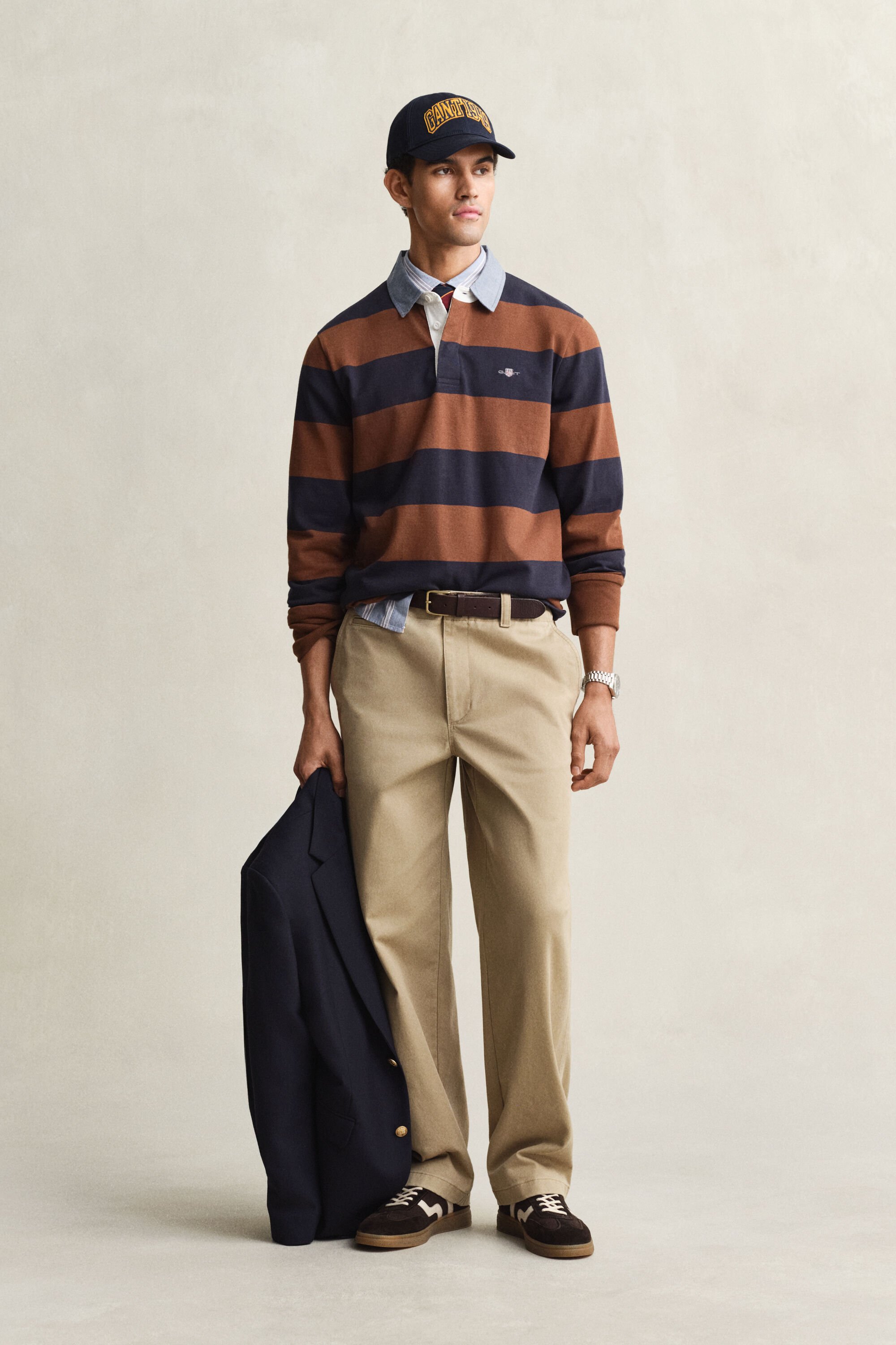 Chambray Collar Striped Heavy Rugger