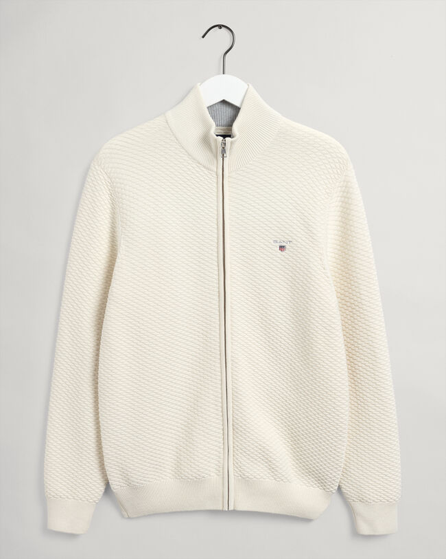 Triangle Texture Full-Zip Sweater