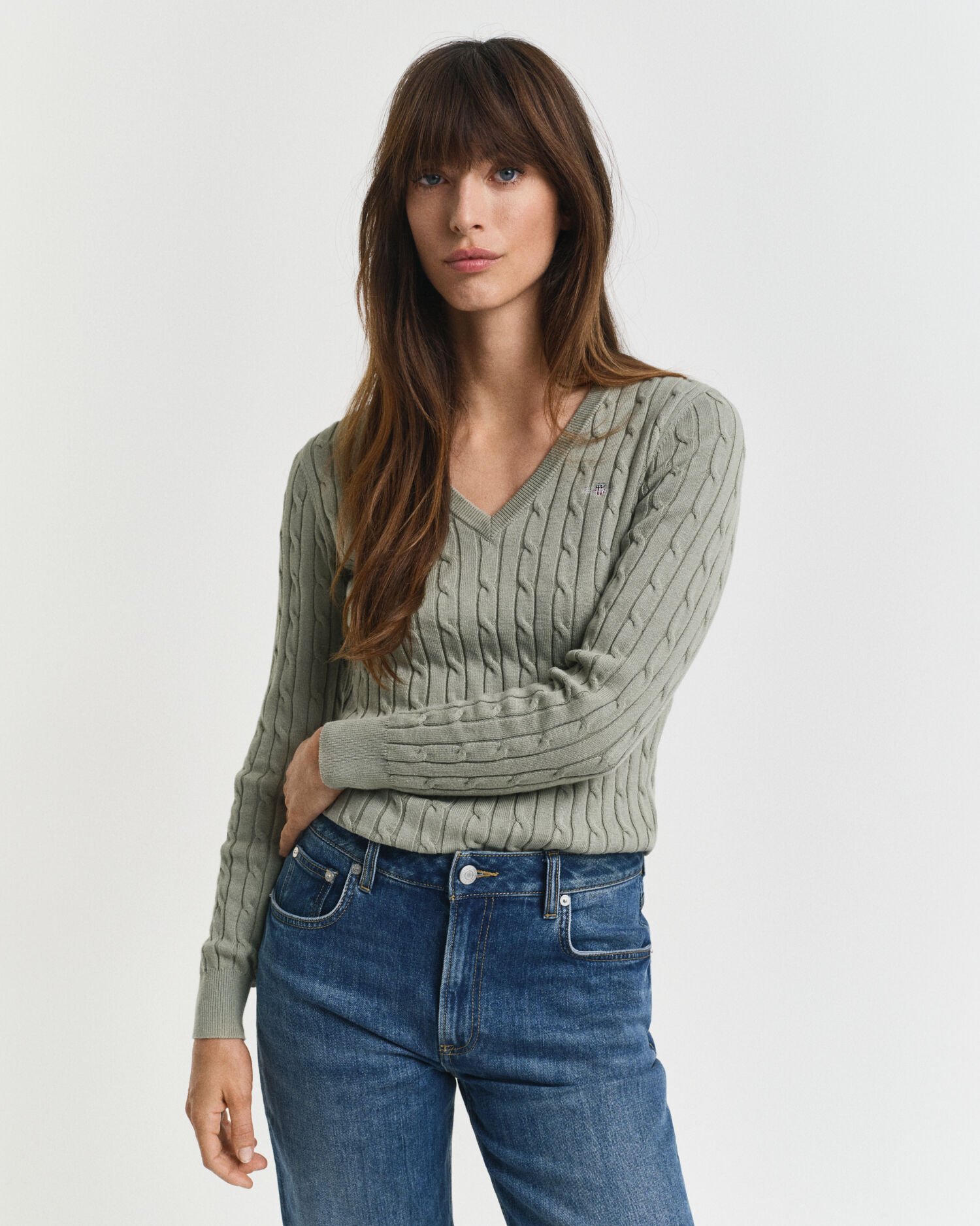 Cable Knit V-Neck Sweater