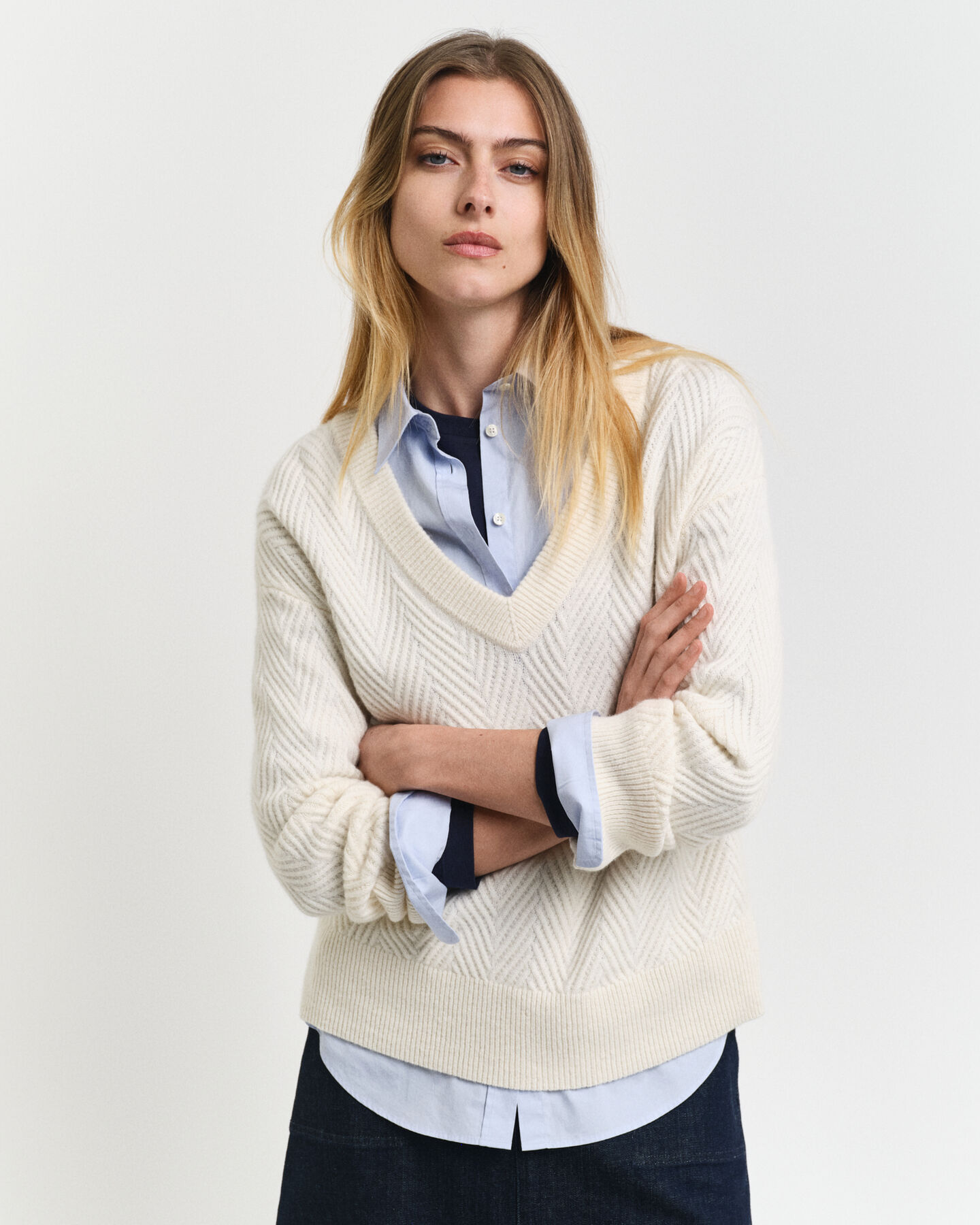Herringbone V-Neck Sweater