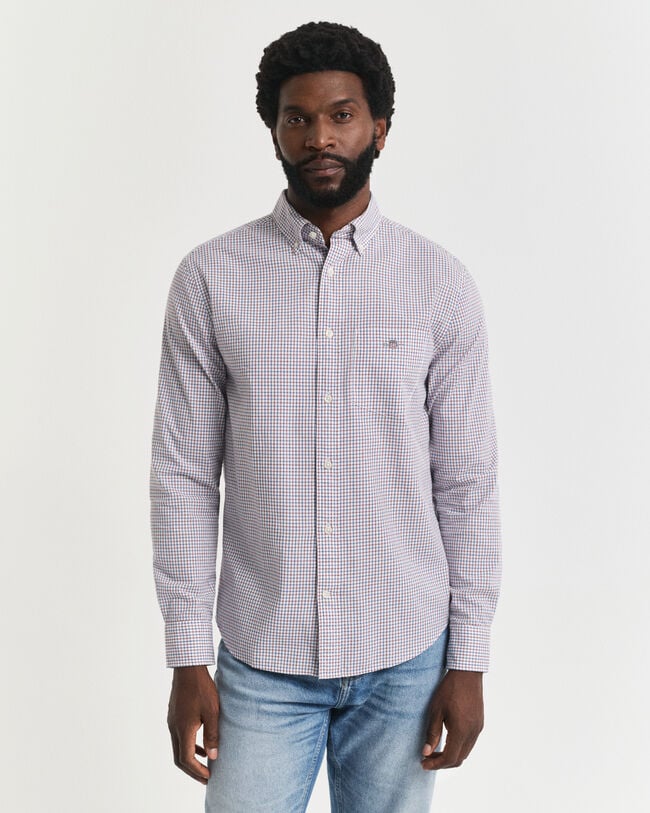 Regular Fit Micro Checked Classic Poplin Shirt