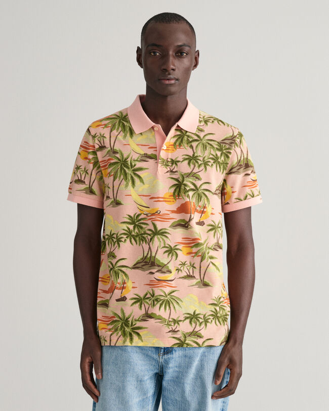 Hawaiian Print Polo Shirt