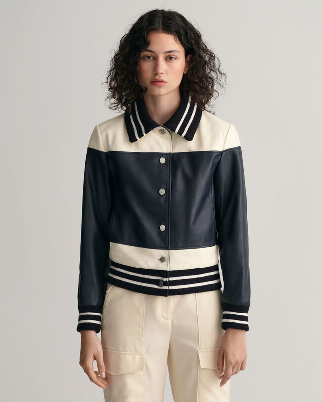 Blocked Leather Jacket