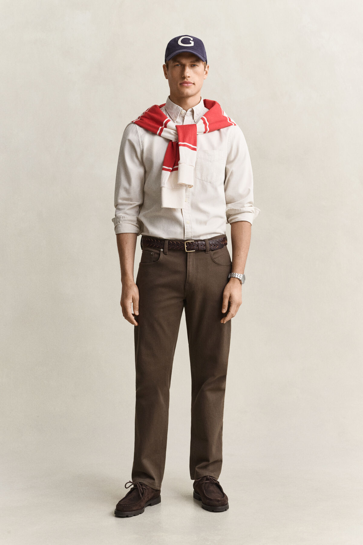 Regular Fit Twill Jeans — SHADOW BROWN