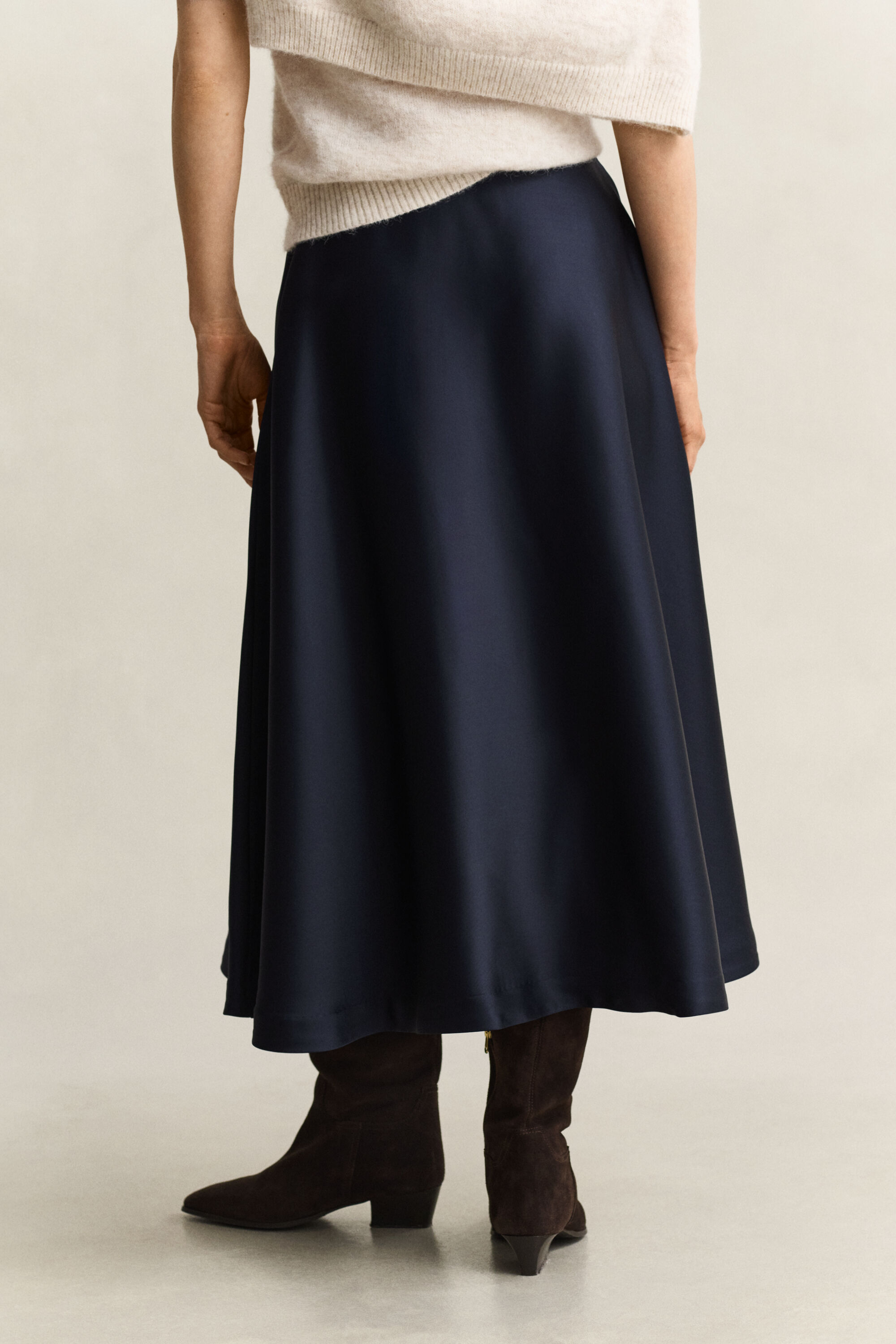 Volume Satin Skirt — EVENING BLUE