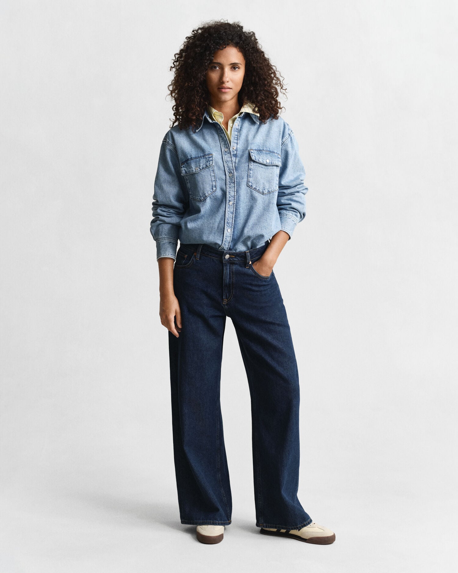 Relaxed Fit Denim Shirt — MID BLUE WORN IN