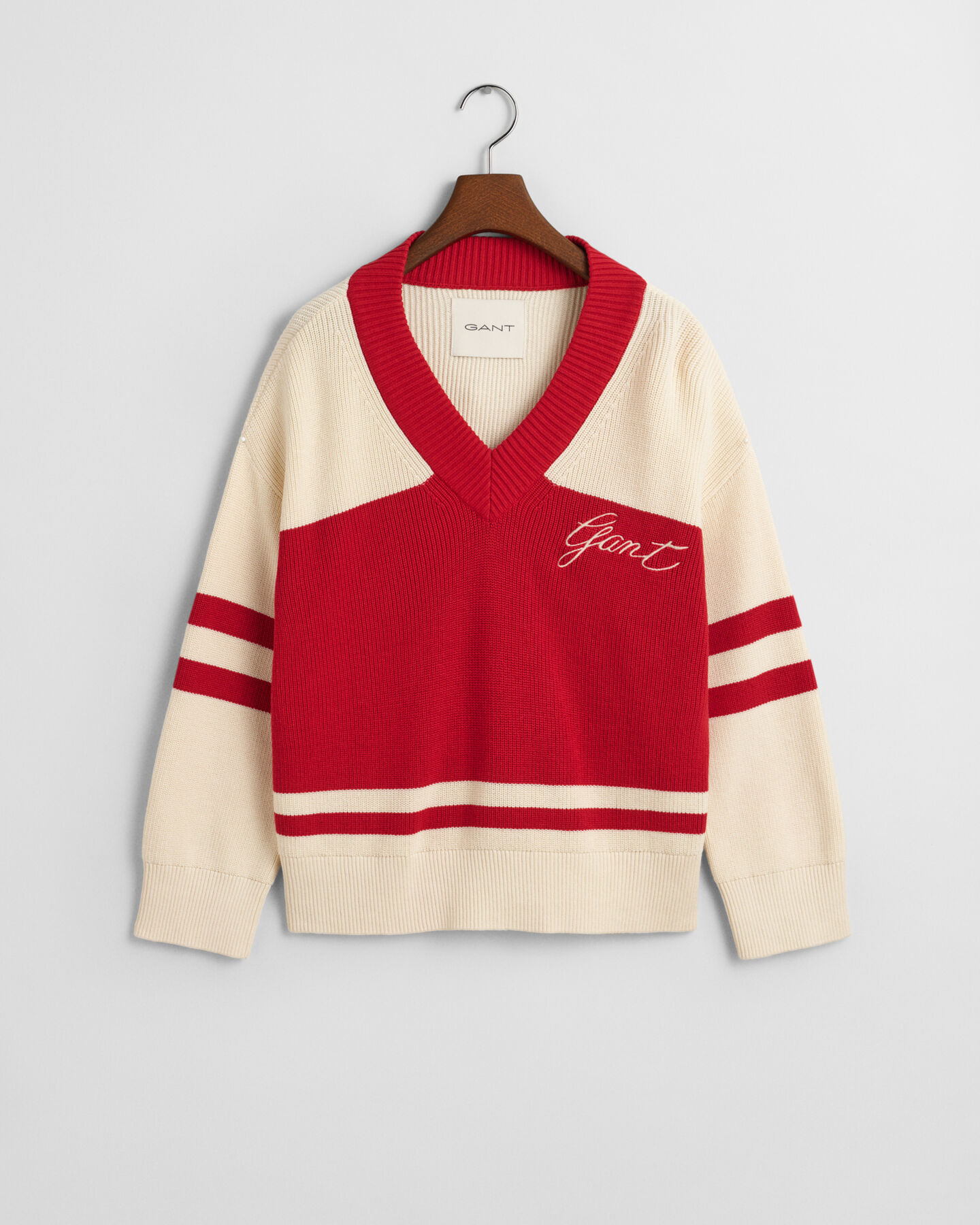 GANT Varsity Cotton V-Neck Sweater
