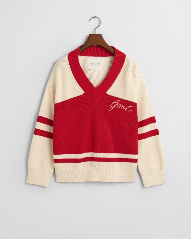 GANT Varsity Cotton V-Neck Sweater