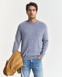 Wool Blend Mouliné Crew Neck Sweater