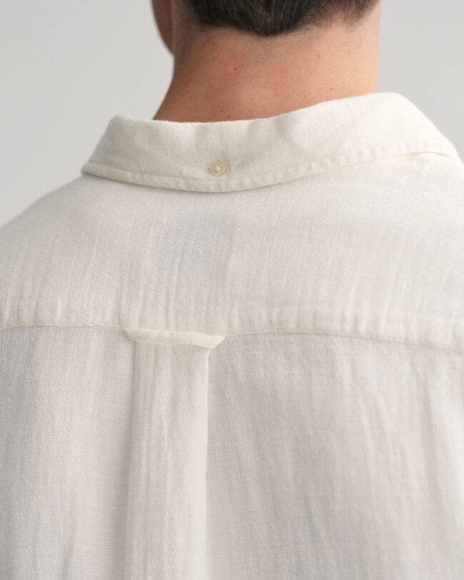 Regular Fit Textured Cotton Linen Short Sleeve Shirt