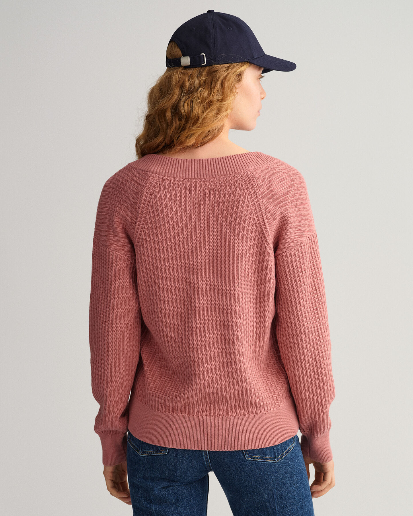 Cotton Ribbed V-Neck Sweater