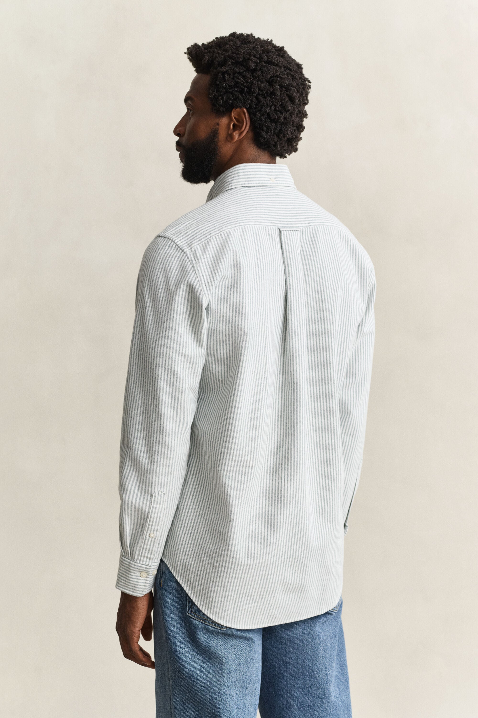 Striped Brushed Oxford Shirt — DARK EMERALD