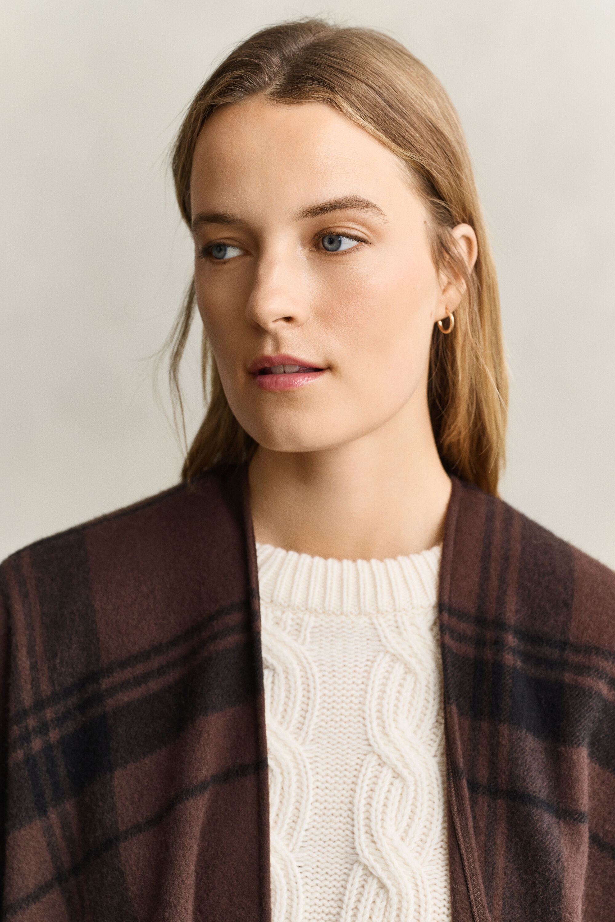 Checked Wool Poncho