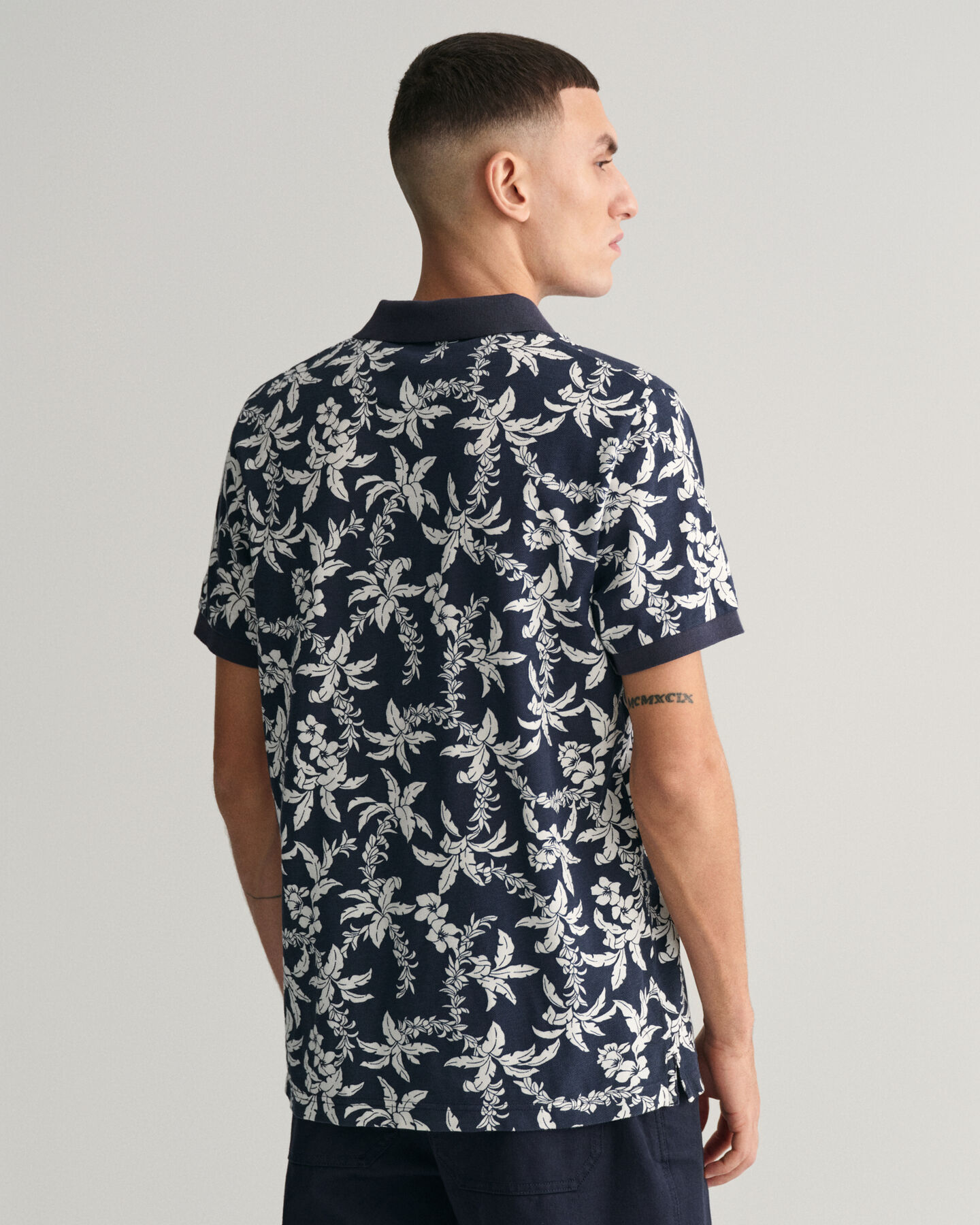 Palm Lei Print Piqué Polo Shirt