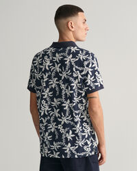 Palm Lei Print Piqué Polo Shirt