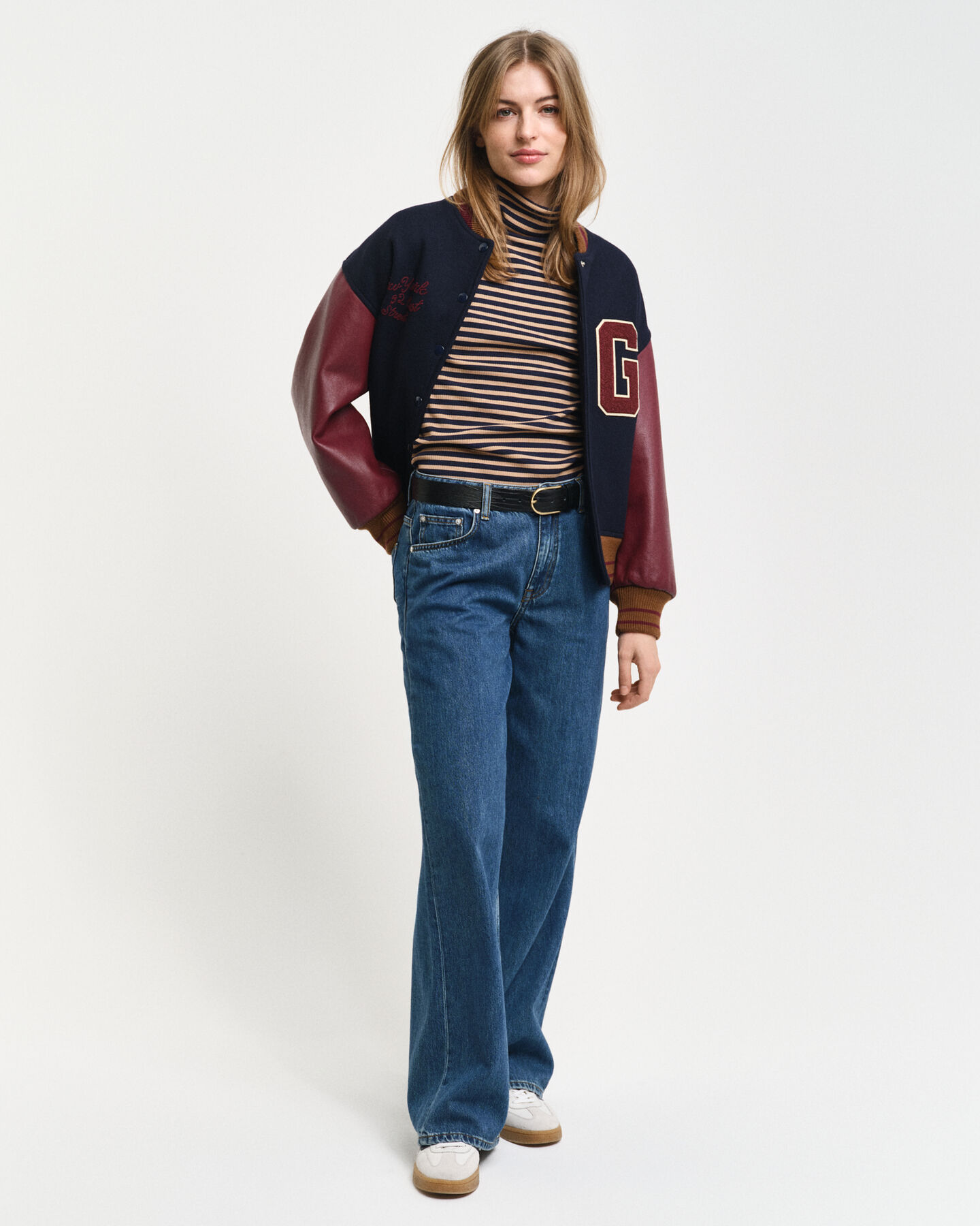 Striped Rib Long Sleeve Turtleneck Top