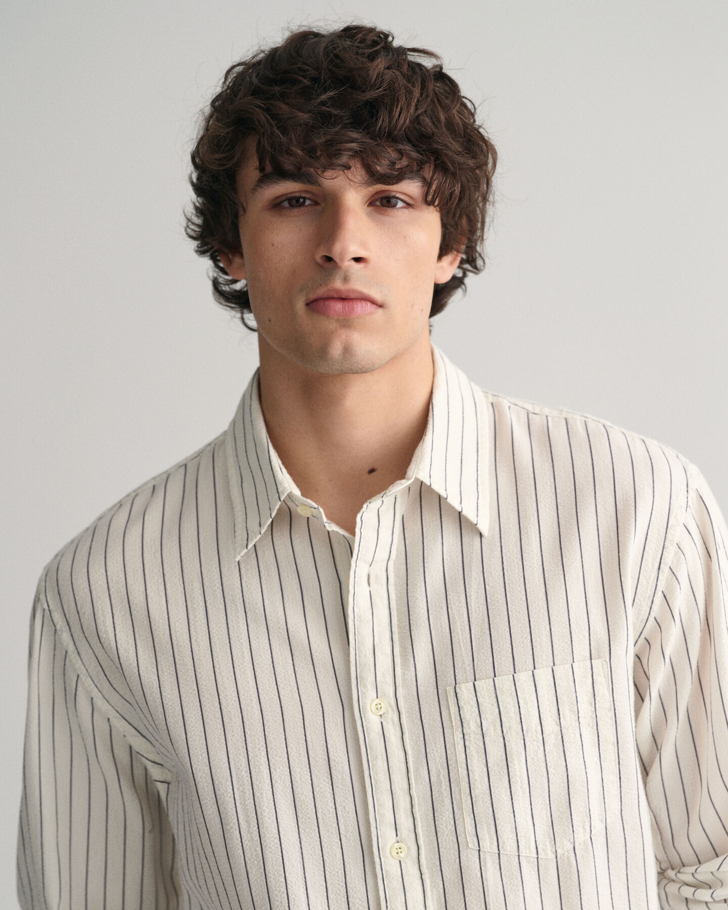 Relaxed Fit Pinstriped Seersucker Shirt