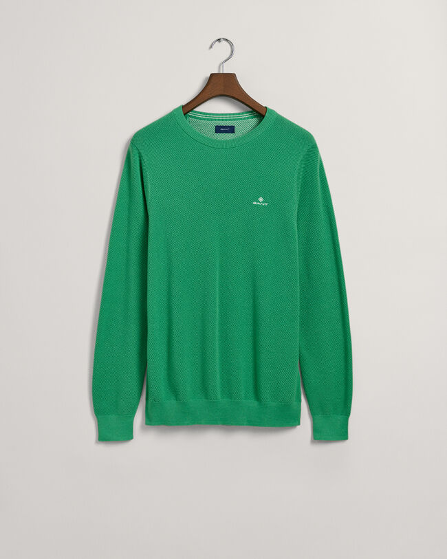 Cotton Piqu&eacute; Crew Neck Sweater