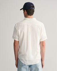 Regular Fit Textured Cotton Linen Short Sleeve Shirt