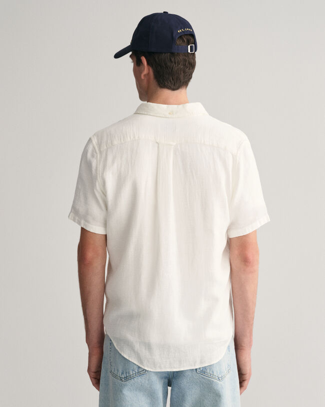 Regular Fit Textured Cotton Linen Short Sleeve Shirt