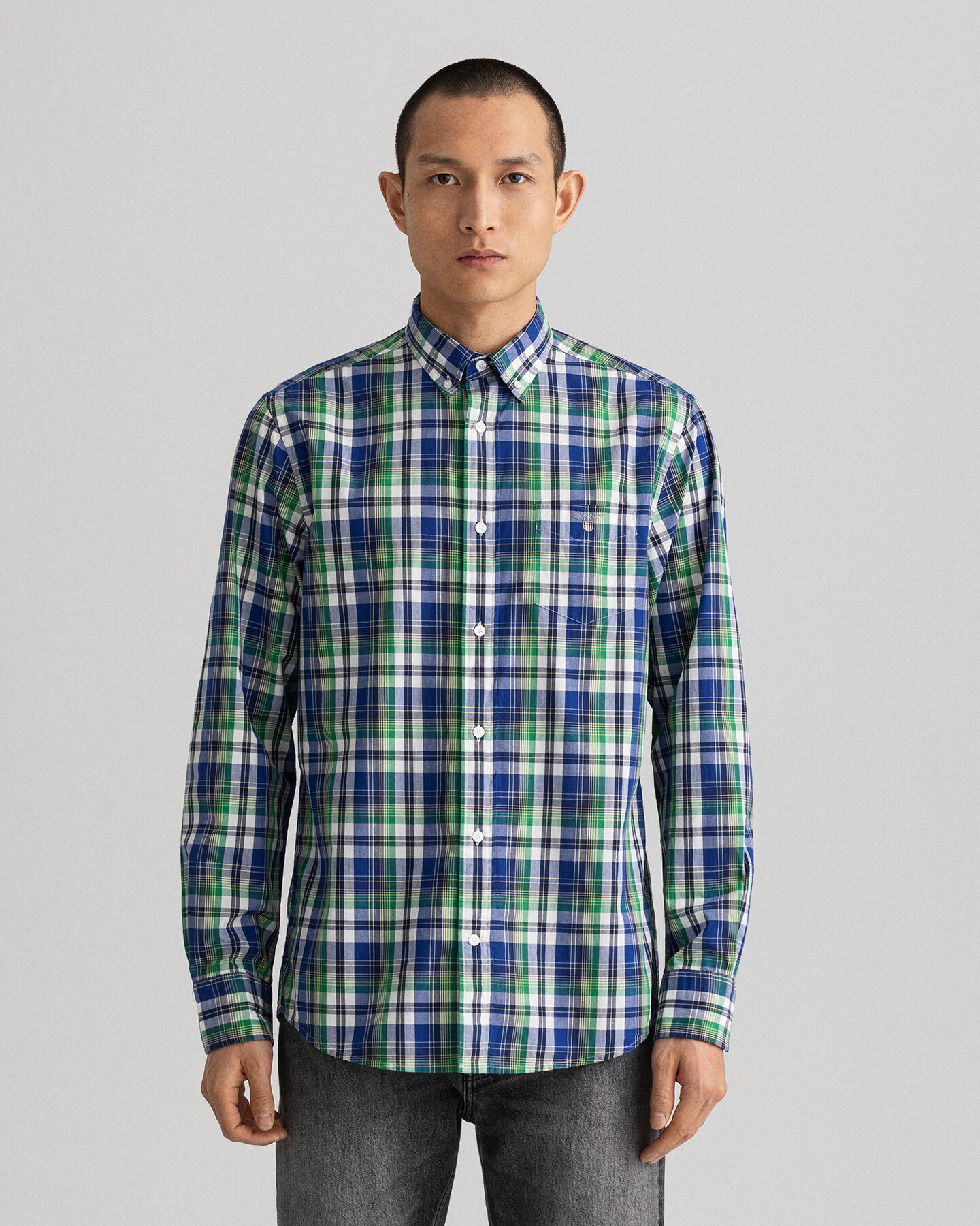 Regular Fit Washed Poplin Check Shirt