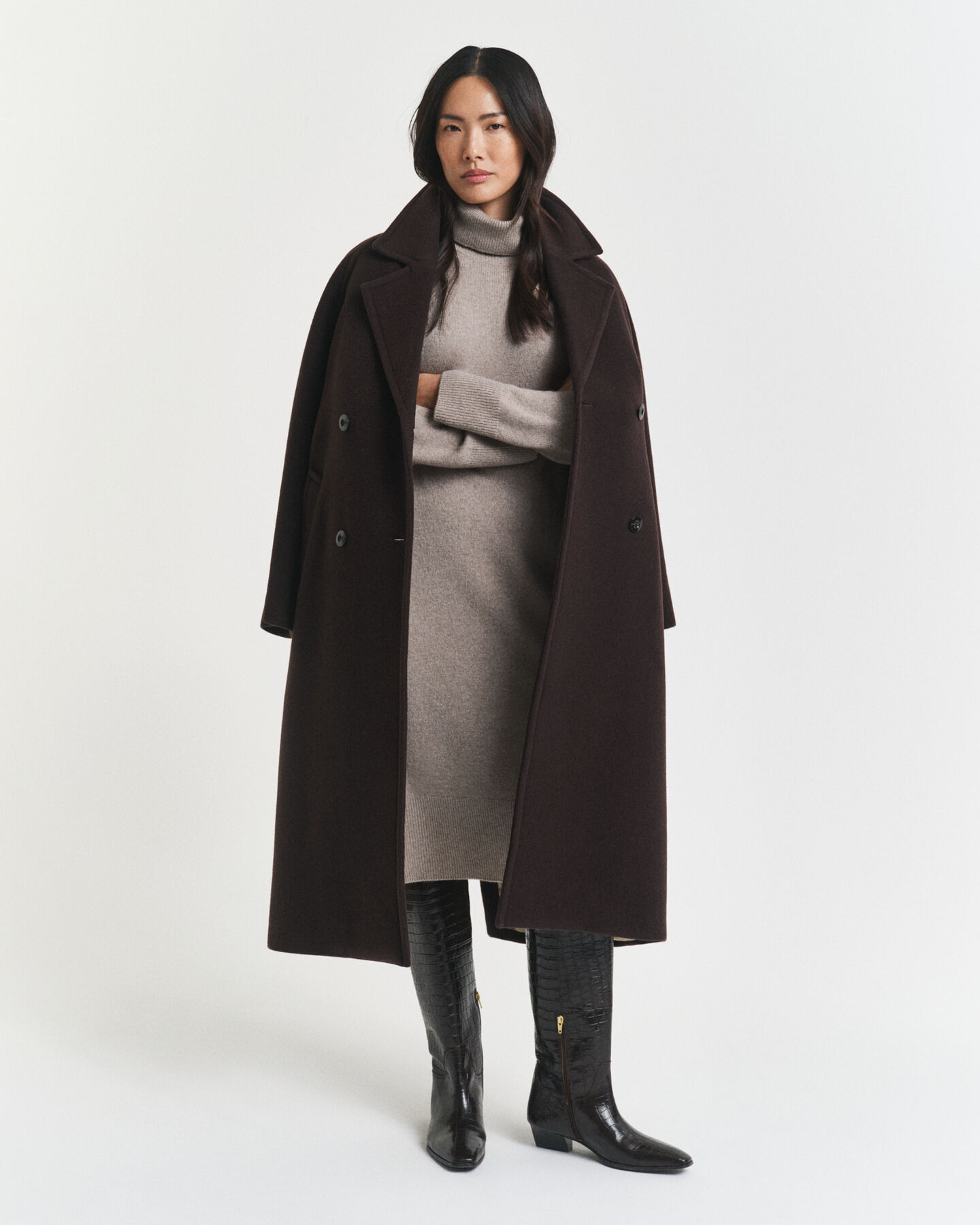 Knit Detail Turtleneck Dress