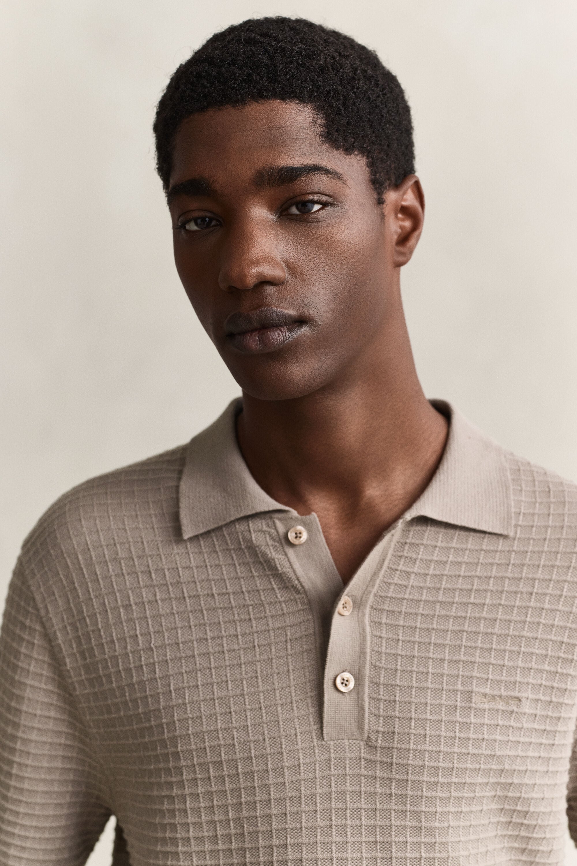 Textured Polo Sweater