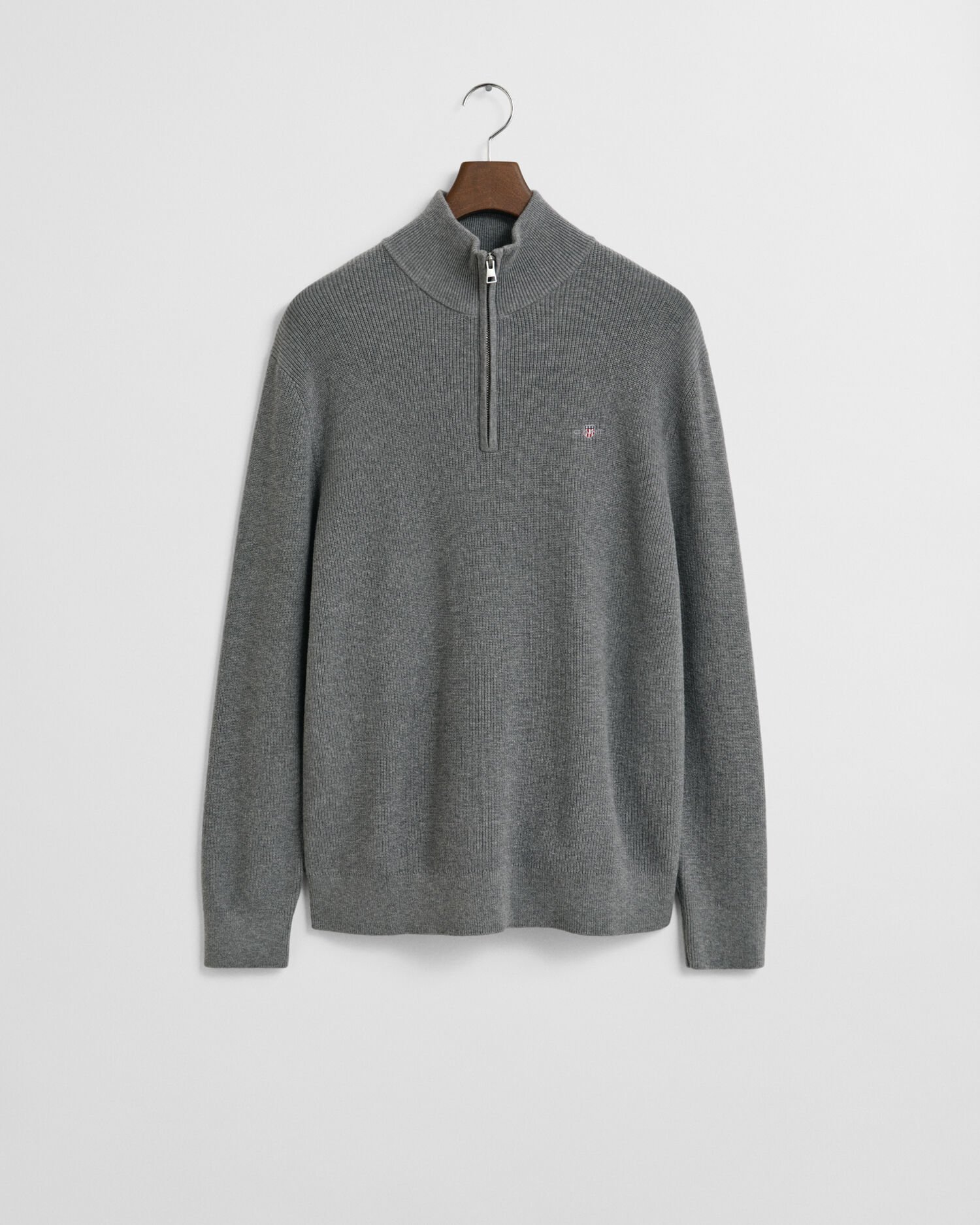 Ribbed Cotton Merino Wool Half-Zip Sweater