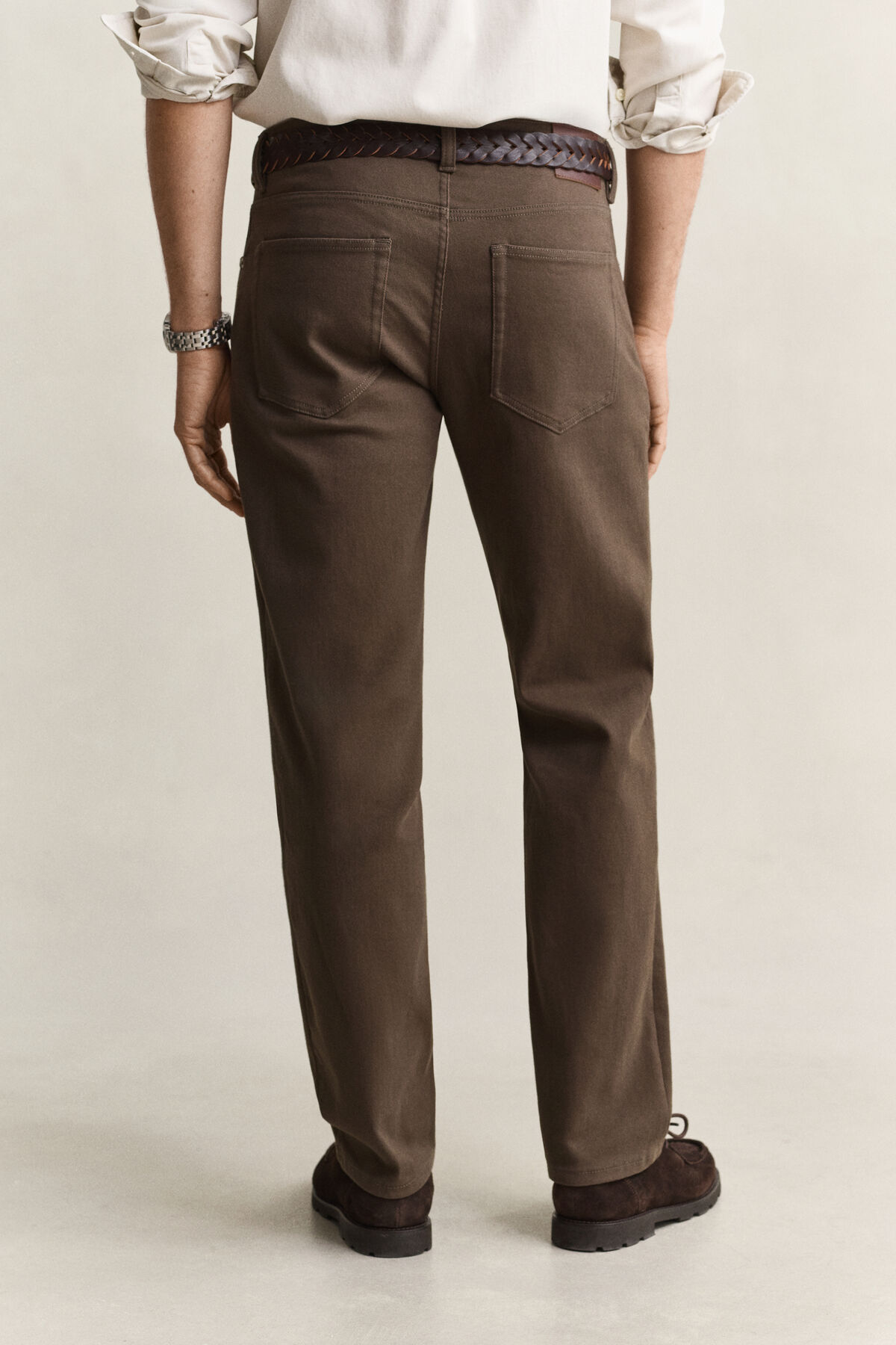 Regular Fit Twill Jeans — SHADOW BROWN