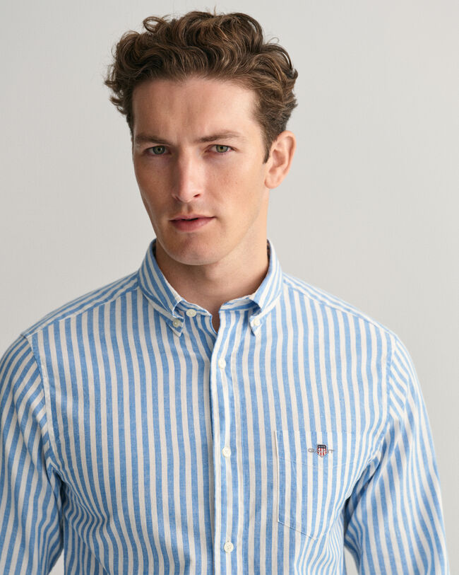 Regular Fit Striped Cotton Linen Shirt