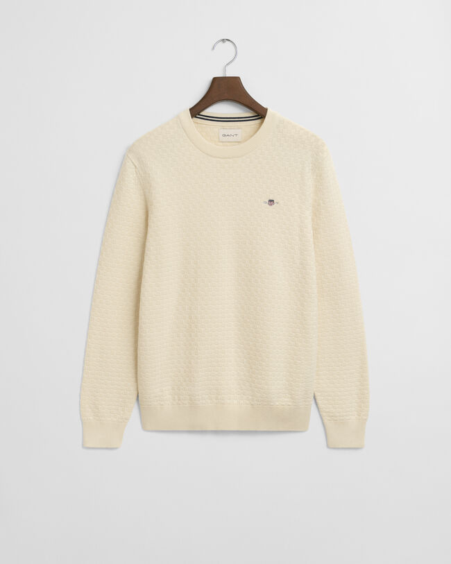 Micro Textured Crew Neck Sweater