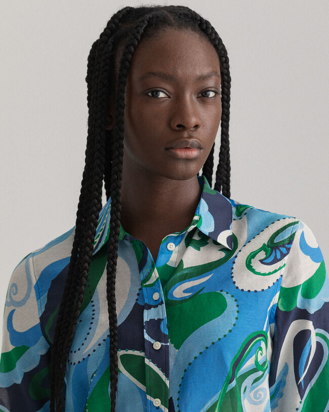 Regular Fit Paisley Cotton Silk Shirt