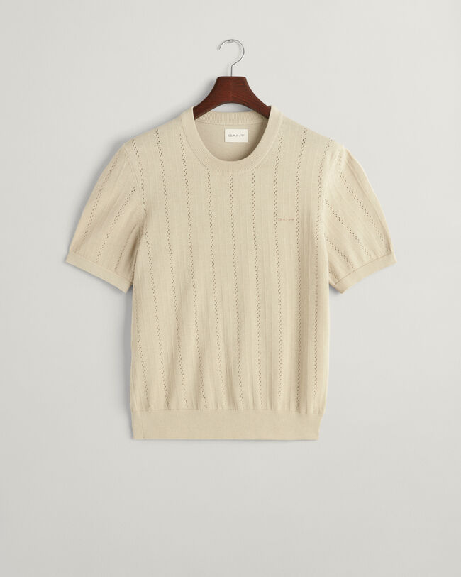 Pointelle Textured Short Sleeve Sweater