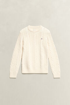 Teen Boys Cable Knit Sweater — CREAMED WHITE 2