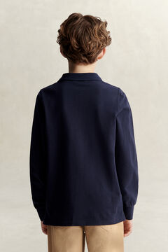 Teen Boys Shield Long Sleeve Polo Shirt — EVENING BLUE 3