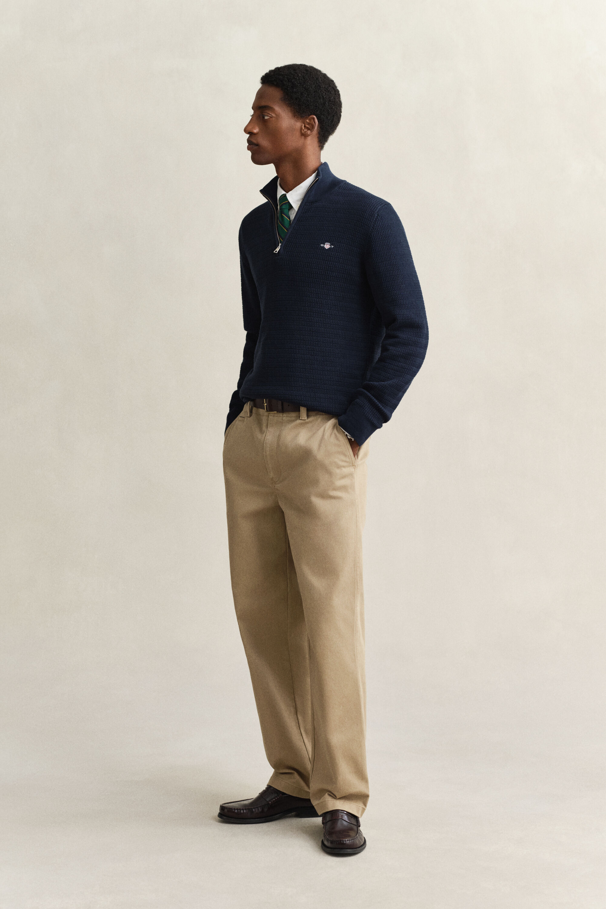 Mini Cable Knit Half-Zip Sweater