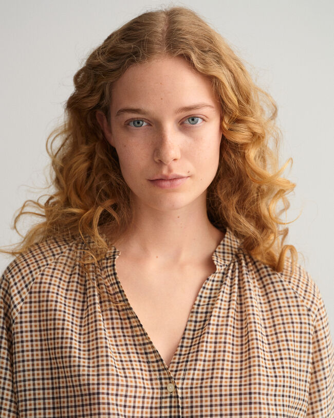 Check Cotton Silk Blouse