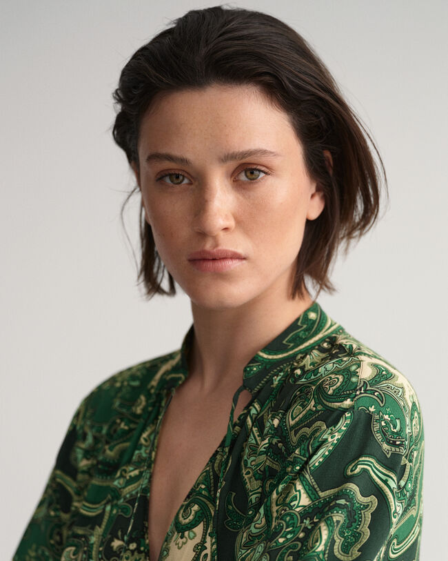 Paisley Stand Collar Dress