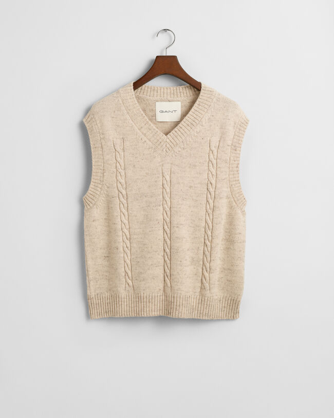 Cable Knit V-Neck Vest