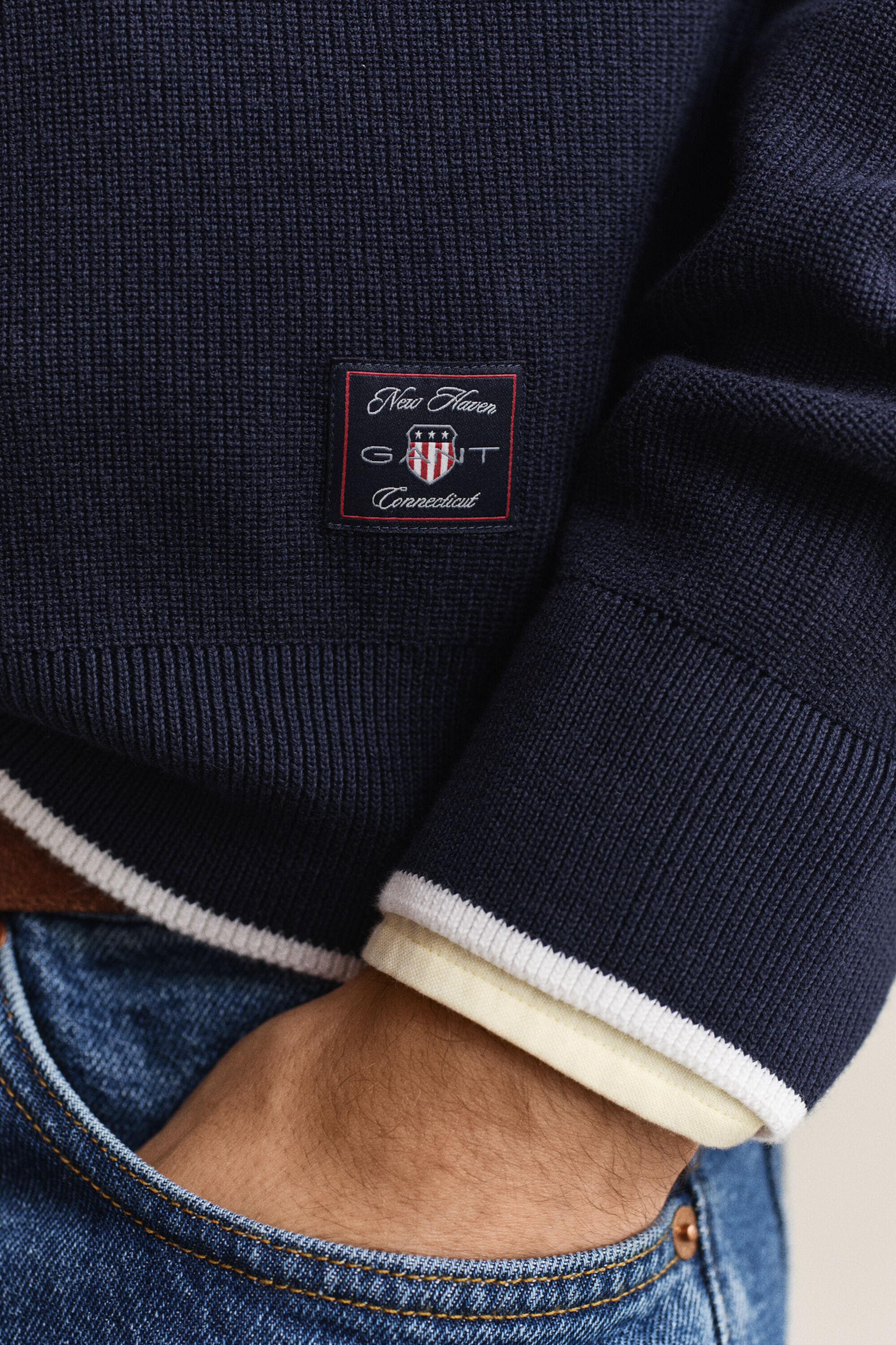 Ribbed Cotton Half-Zip Sweater