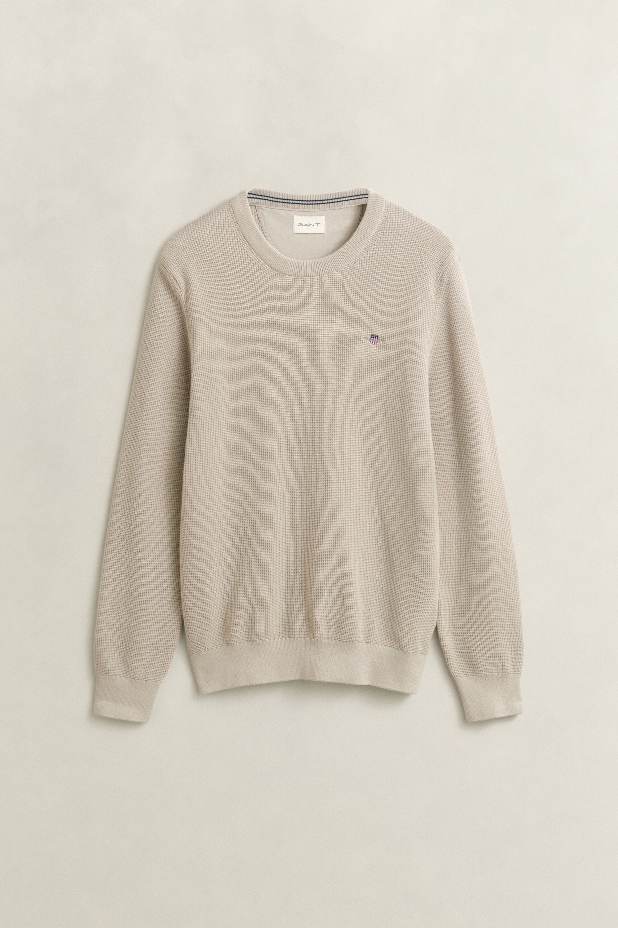 Textured Cotton Crew Neck Sweater