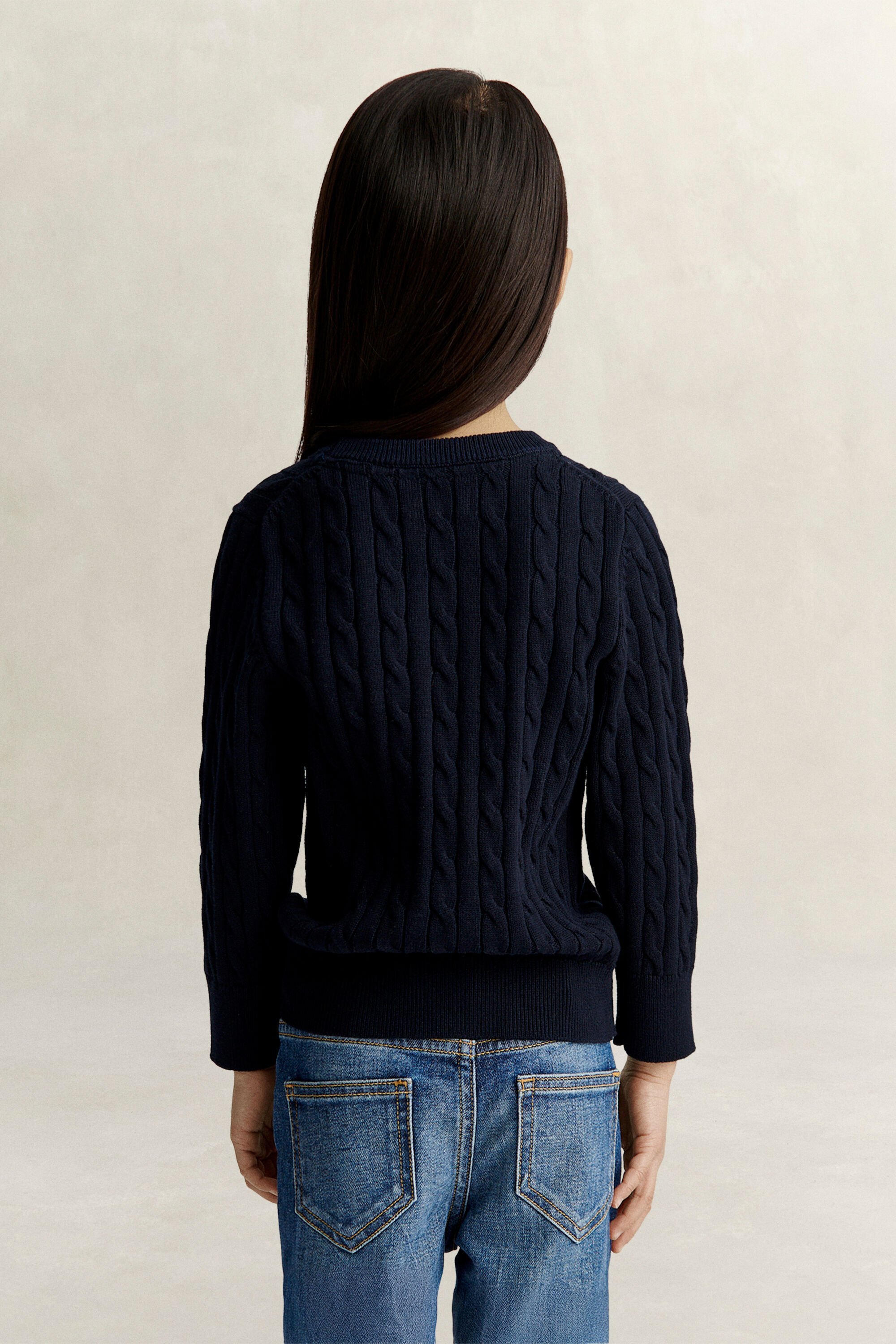 Girls Shield Cable Knit Sweater