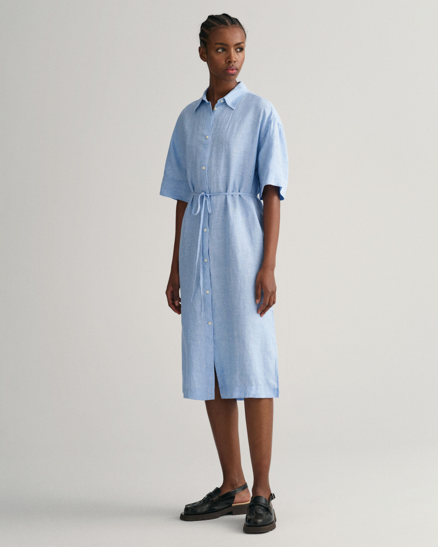 Linen Short Sleeve Shirt Dress