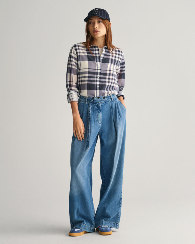 Regular Fit Checked Cotton Silk Shirt