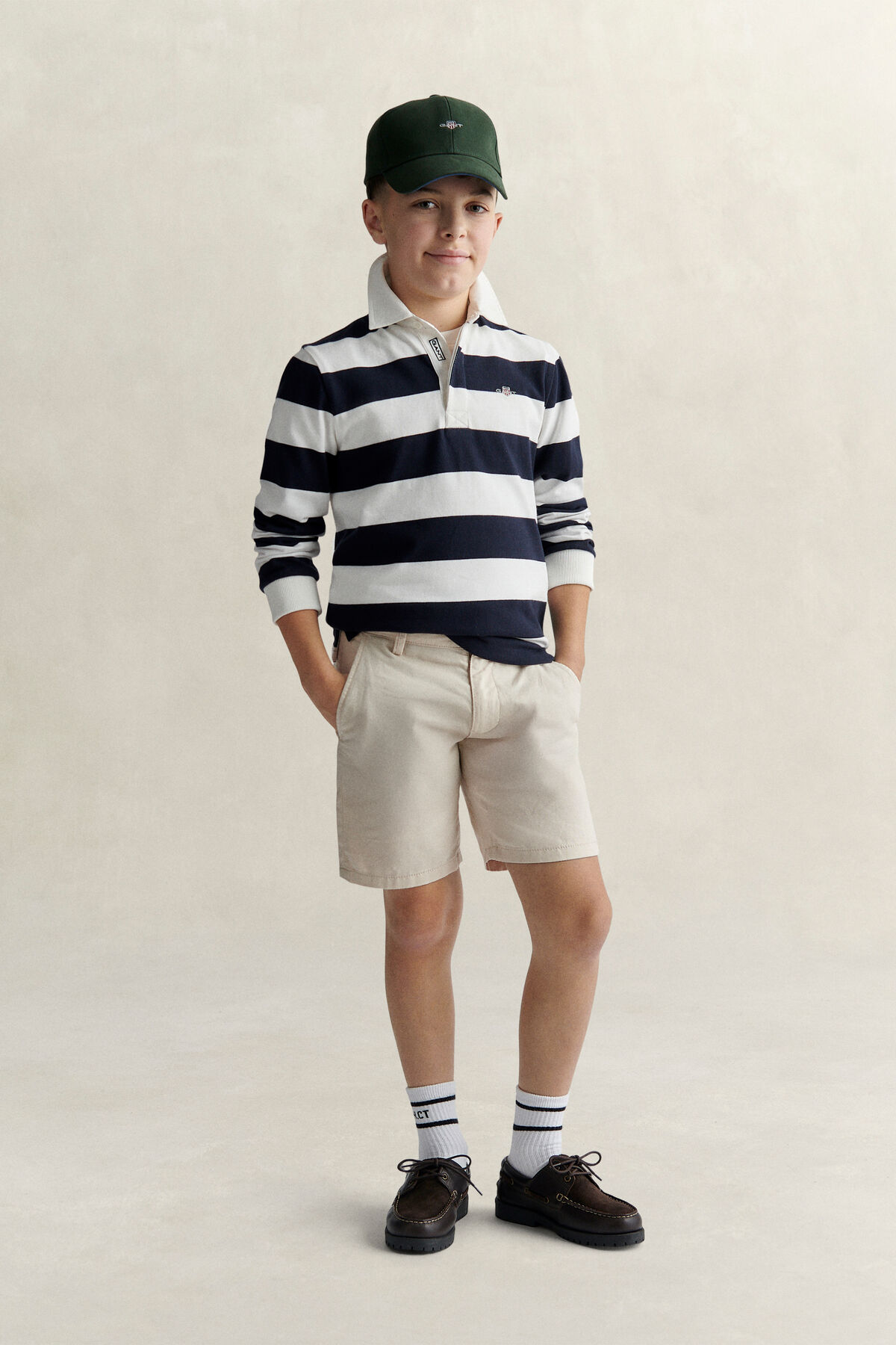 Teen Boys Shield Striped Rugger — EVENING BLUE