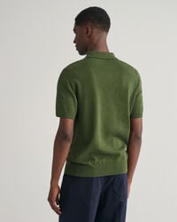 Pointelle Textured Polo Sweater