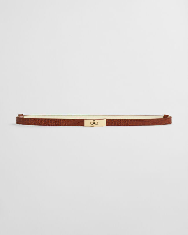 Turn-Lock Buckle Croc Effect Belt