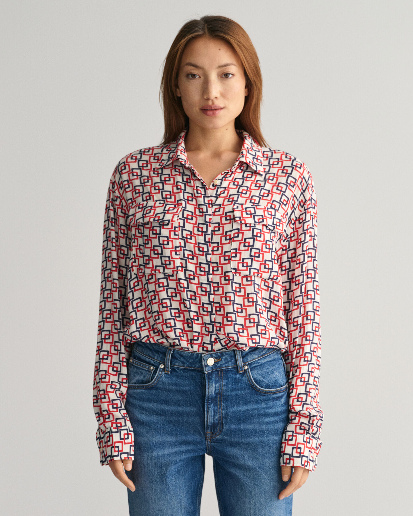 Relaxed Fit Geometric Print Shirt